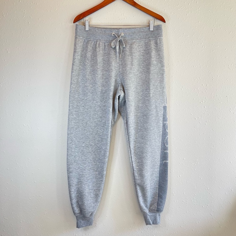 BEBE Sport Glitter Logo Stripe Heather Grey Joggers/Sz:L/NWT